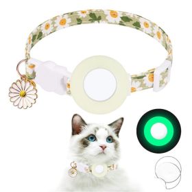 For AirTag Tracker Silicone Cover Small Daisy Pet Collar Dog Collar (Color: Luminous Green, Type: Pet Supplies)
