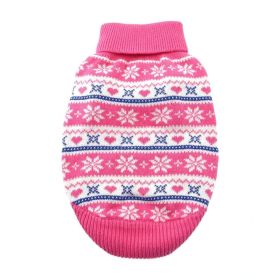 Combed Cotton Snowflake and Hearts Dog Sweater (Color: PINK, size: medium)
