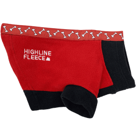 Highline Fleece Dog Coat (Color: Red and Black with Rolling Bones, size: Size 26)
