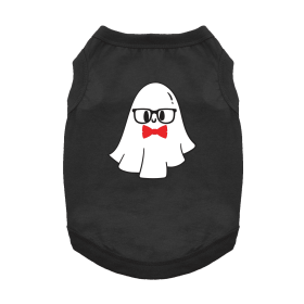 Nerdy Ghost Dog Shirt (Color: Jet Black, size: 2X-Large)