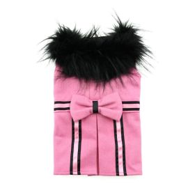 Wool Fur-Trimmed Dog Harness Coat (Color: PINK, size: small)