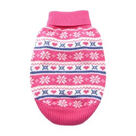 Combed Cotton Snowflake and Hearts Dog Sweater (Color: PINK, size: small)